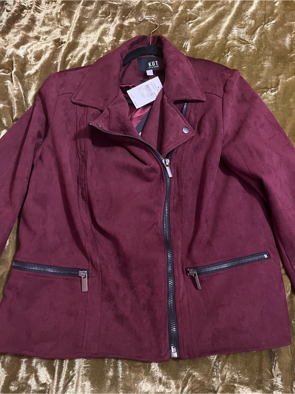 Kut from the Kloth Wine Suede Moto Jacket - Picture 2 of 6